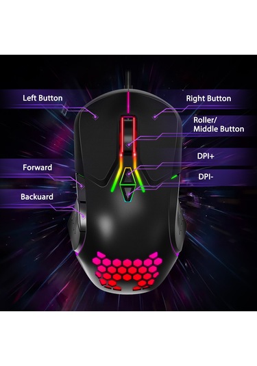 Onikuma CW902 Kablolu RGB Aydınlatmalı Optik Oyuncu Mouse