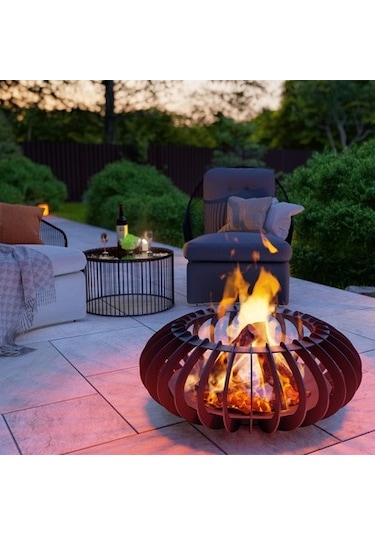 Parıltı Ateş Çukuru Elips Model Bahçeniz İçin Dekoratif Sağlam Siyah