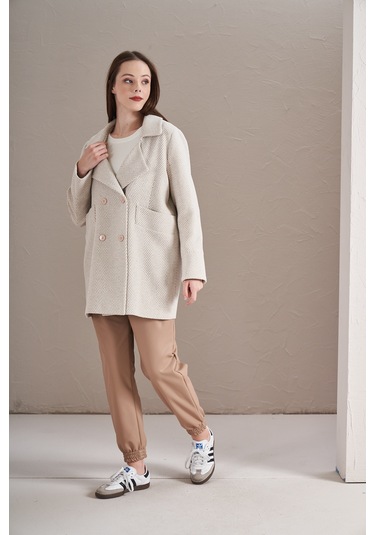 Balık Sırtı Ceket Ekru Ekru