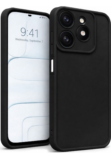 Tecno Spark10pro-4g Uyumlu Kamera Çıkıntılı Mat Silikon Telefon Kılıfı Siyah
