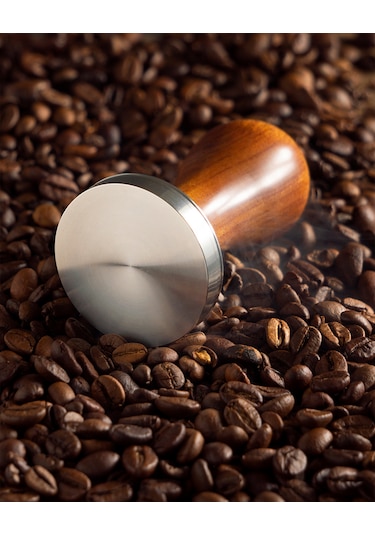 Barista Ahşap Saplı Tamper Ahşap Gümüş
