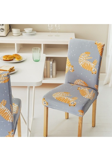 Skycity Medyen Stili Baskılı Koltuk Kılıfı - Tüm Mevsimler İçin Elastik Tam Kaplama, Dayanıklı Poliester Ev Dekor Koruyucu Turuncu Kedi Desenli DiğER