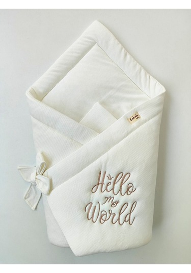 Bebek Battaniyesi %100 Pamuklu Bebek Kundak Battaniyesi Kız Erkek Dış Kundak Hastane Çıkışı Ekru