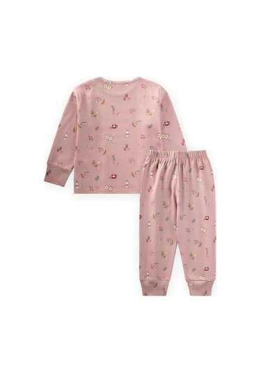 Desenli Mevsimlik Pijama Takım 1-7 Yaş Pudra Pembe Pudra