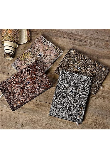 Deri Defter 3D Kabartmalı Adam-Gümüş