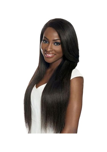 Fabrika Sınır Ötesi Peruk Avrupa Ve Amerikan Tarzı Peruk Kadın Uzun Düz Saç Siyah Orta Afrika Peruk Sentetik Peruk