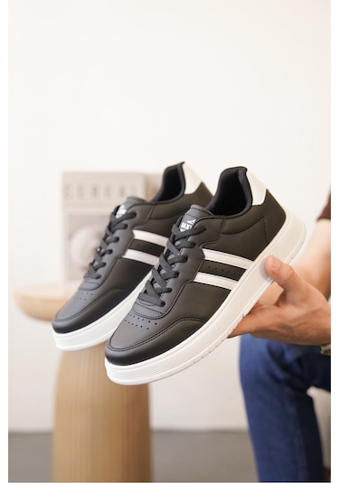 Daxors D0163 Günlük Ortopedik Erkek Sneaker Spor Ayakkabı Siyah-beyaz