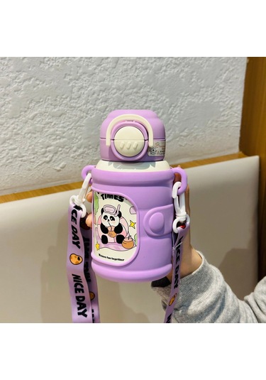 Jian Fan Sevimliçiftçi Hasır Fincan Derme Önlici Termos Fincan - Pembe Pembe