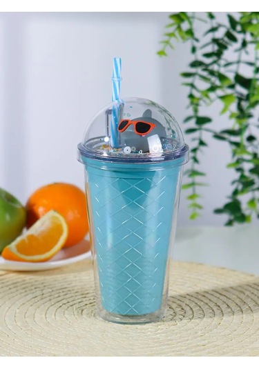 Miland Soğuk İçecekler İçin Kapağı Ve Pipeti Olan Plastik Bardak 169656468 Mavi