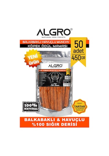 Algro Balkabaklı & Havuçlu Sığır Derisinden Munchy Stick Ödül Maması 450 G