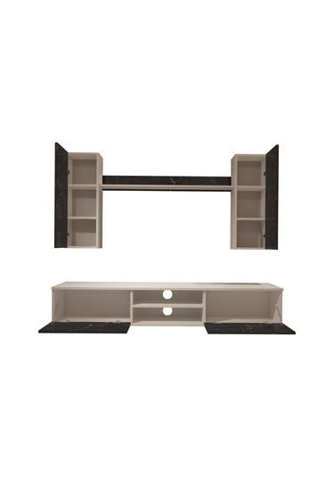 Decoraktiv Eko 7 Mdf Dvd Tv Ünitesi Tv Sehpası Beyaz - Siyah Mermer