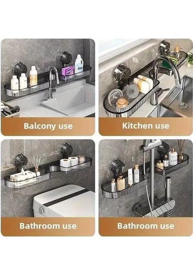 Gateesat Koyu Gri Modern Banyo Saklama Ünitesi Delme Yok Tasarruflu Duvar Askılı Koyu Gri