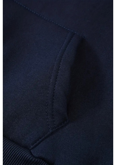 Unisex Oversize Şardonlu Kışlık Renkli Kelebekler Baskılı Kapüşonlu Sweatshirt - Lacivert Lacivert