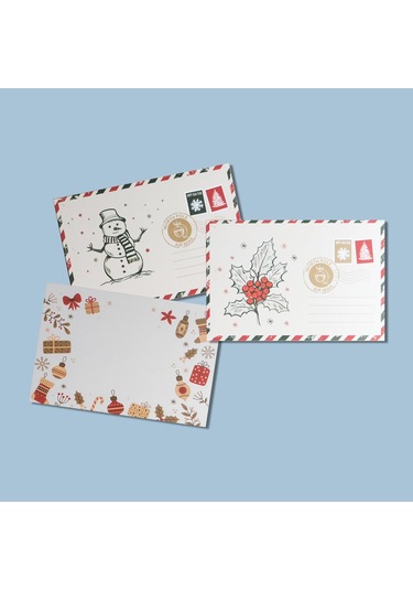 Yılbaşı Süsleri Temalı Kartpostal Seti, Yeniyıl, Tebrik, Hediye V