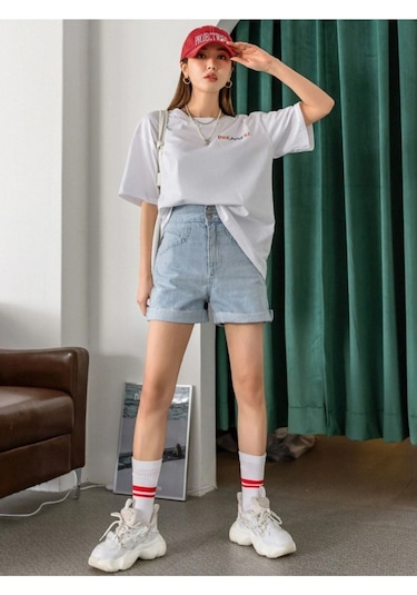 Kadın Beyaz Oversize Dreamers Baskılı T-shirt Beyaz-67295