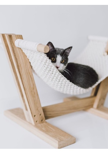 Ahşap Kedi Hamağı - Dekoratif Kedi Yatağı
