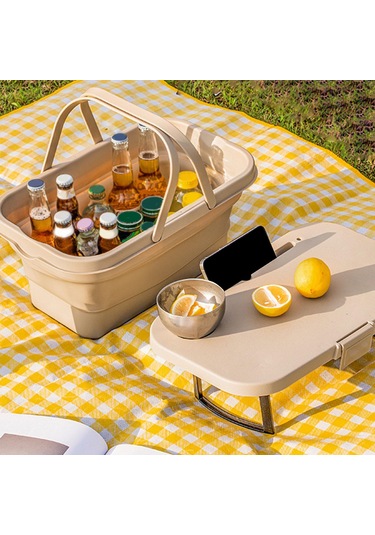 Homyl Katlanabilir Piknik Sepeti Taşınabilir Araba Yıkama Haki