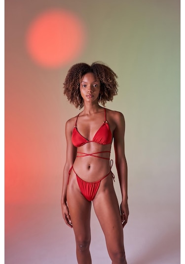 Holly Lolly Üçgen Bağcıklı Ayarlanabilir Delphi Bikini Üstü Kırmızı