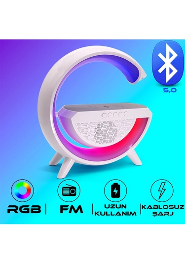 Bukrem Store G-speaker Bt-2301 Rgb Işıklı Kablosuz Şarjlı Bluetooth Hoparlör + Fm / Tf / Aux