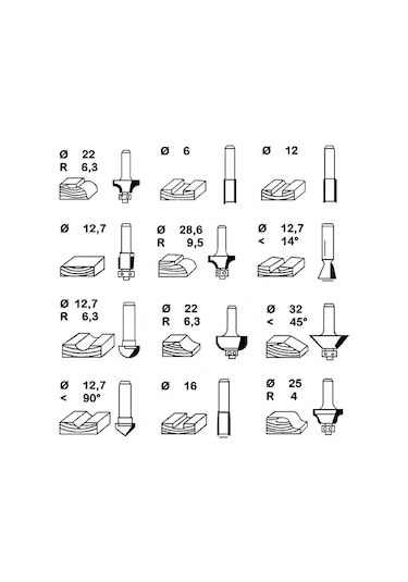Einhell FS 12 Ahşap Freze Bıçak Seti 12 Parça - 377488