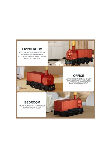 Ruicoo "retro Tren Şeklinde 300ml Ultrasonik Nemlendirici, 8 Renkli Led Ve Uzaktan Kumandalı"