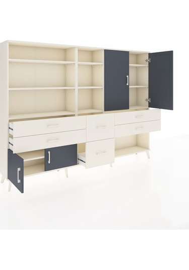 Arges Dolap 10 Raflı 6 Çekmeceli 4 Kapaklı 220x30x163 Aytaşı-antr Aytaşı-antrasit/aytaşı