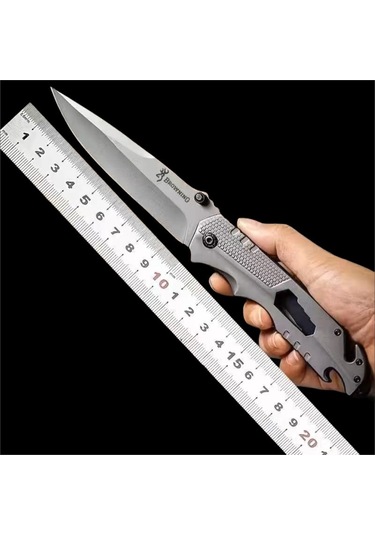 Maiyame 7cr13mov Çelik Bıçak, 58hrc Sertlik, Taşra Etkinlikleri İçin Çekirdekli, Taşınabilir Outdoor Çakı - Gri Q9