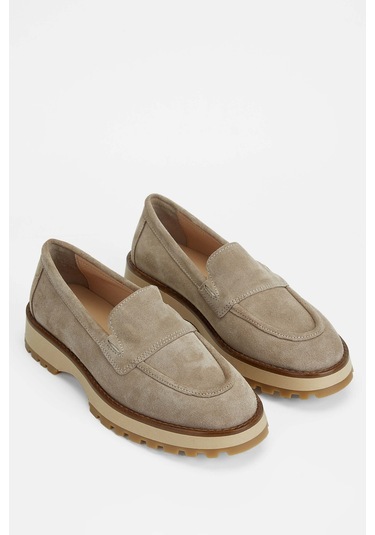 Tamer Tanca Kadın Hakiki Deri Vizon Loafer Ayakkabı 902 3435 Bn Ayk Sk23/24 Vızon Suet Vizon