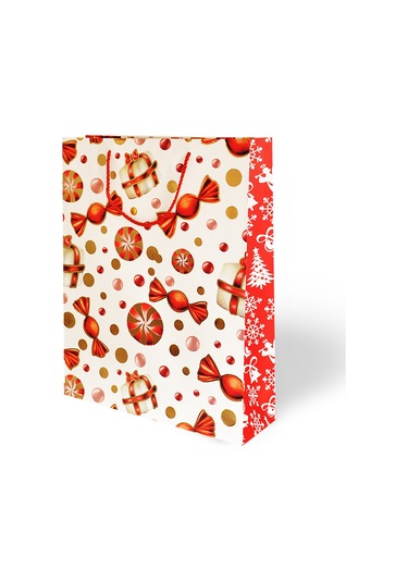 Yılbaşı Temalı Lüks Karton Çanta Varak Baskılı 31x40 1 Adet