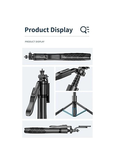 Bluetooth Kumandalı 153cm Tripod Selfie Çubuğu / Go Pro Uyumlu /