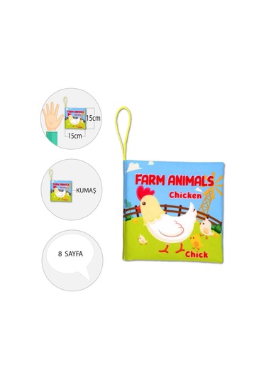 Tox Ingilizce Çiftlik Hayvanları Kumaş Sessiz Kitap E119 - Bez Kitap