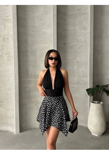 Puantiyeli Etek Siyah