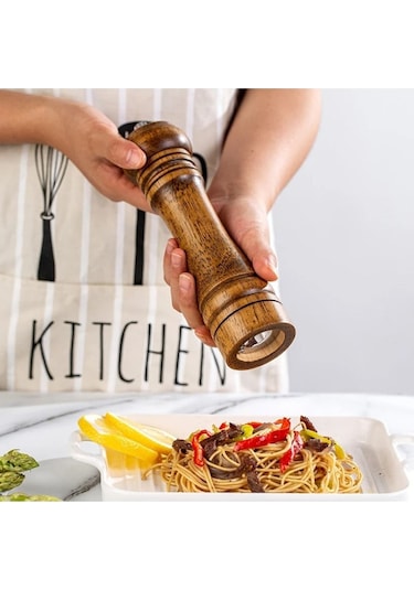 Ahşap Baharat Tuz Öğütücü Değirmen Tuzluk Baharatlık 21 Cm 2'li S