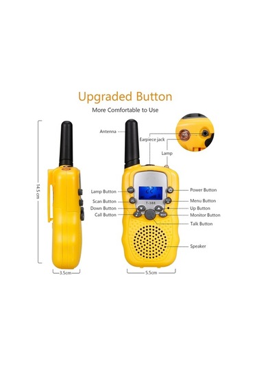 Supermarket1 Kablosuz 8 Kanal 3km Uyumlu Erkek Çocuk Vox Fenerli Outdoor Kamp Telsizleri Sarı