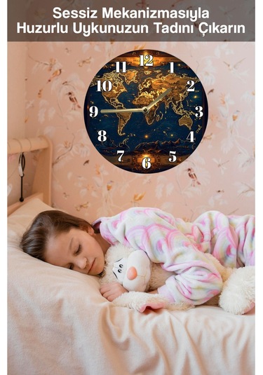 Sessiz Yuvarlak Ahşap Duvar Saati, Kuvars Hareketli 3d Görünümlü 2d Saat Sdw122 Renkli