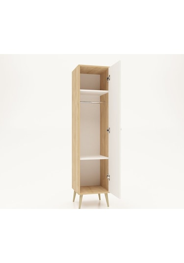 Floradesign Milano Gardırop /elbise Dolabı Tek Kapaklı Dolap Beyaz/meşe