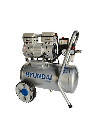 Hyundai HM1024S 8 Bar 24 LT Sessiz Yağsız Hava Kompresörü Gri
