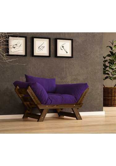 Woodesk Adalar Masif Ceviz-mor Renk Berjer Cpt8137-140 Mor