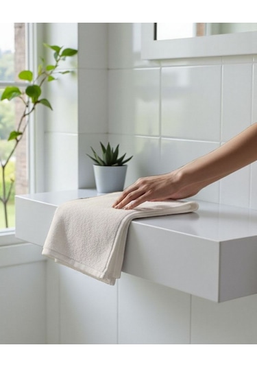 %100 Pamuk Velune Banyo Havlusu Kırık Beyaz 50x85 Otel Serisi Beyaz Ekru