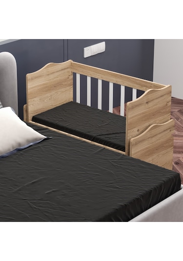 Garaj Home İnci Çekmeceli Anne Yanı Beşik + Yatak - Meşe Beyaz