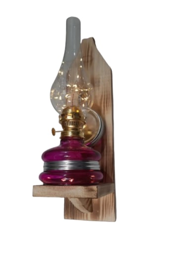 Peri Ledli Gaz Lambası Aplik Ahşap