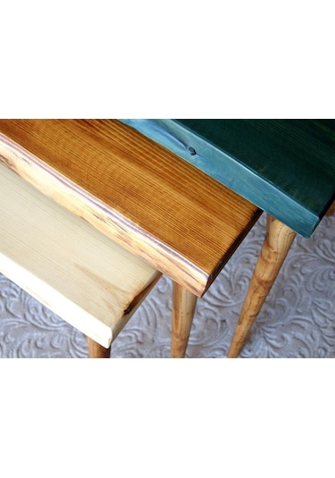 Doğal Ağaç Masif Kütük 3’Lü Zigon Sehpa (361421857)