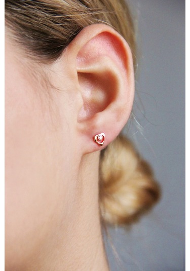 Argentum Concept - Zirkon Taşlı Gümüş Kalp Küpe - K082401