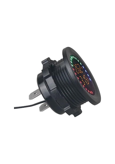 Dijital Akü Voltaj Seviye Ve Isı Ölçer 28mm Çap 12-24v Dc Yuvarlak Panel Tip