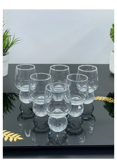6 Kişilik Cam Elmas Ayaklı Kahve Yanı Bardağı Bardak 50ml