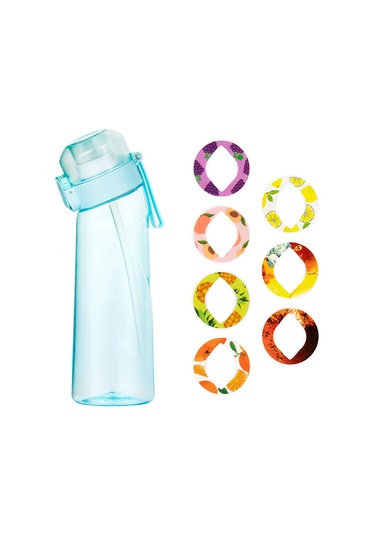 Aromalı Ve 7 Aroma Kapsüllü Su Şişesi Air Water Up Şişesi Buzlu Siyah 650ml Air Starter Up Seti Kamp İçin Su Bardağı Spo-kk2- Şeffaf Mavi Çok Renkli