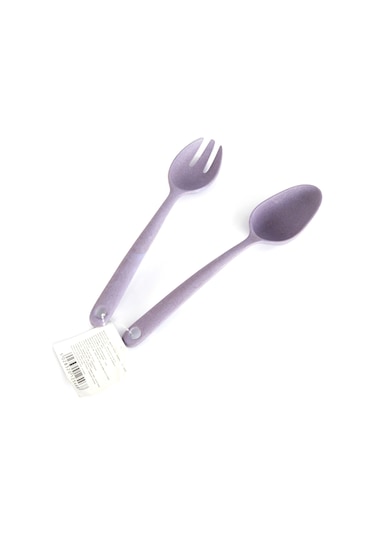 Sıa Salata Kaşık Çatal Seti Bambu Çevreci Model Mor