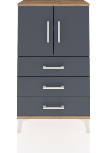 Arges Komodin 2 Raflı 3 Çekmeceli 2 Kapaklı 60x30x106 Çam-ant... Çam