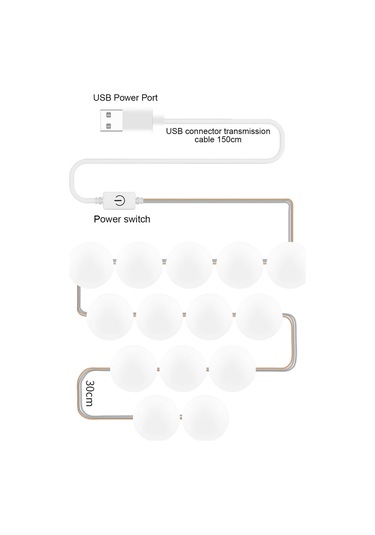 Shineyee Usb Dokunmatik Aydınlatma Led Lümen, 3 Renk Tonu Ve Sürekli Parlaklık Ayarlama, Makyaj/üstü Aynalar İçin 2 Ampullü Işık Zinciri