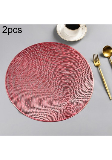 Sones Adet Moda Yuvarlak İçi Boş Amerikan Servisleri Pvc Masa Paspasları Kahve Kupası Altlığı Kırmızı